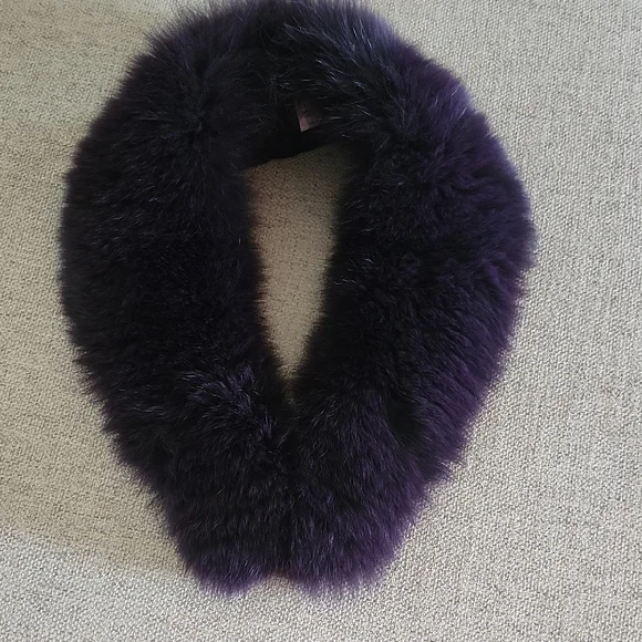 Women's Aubergine Fur Collar Jacket - Picture 8 of 12